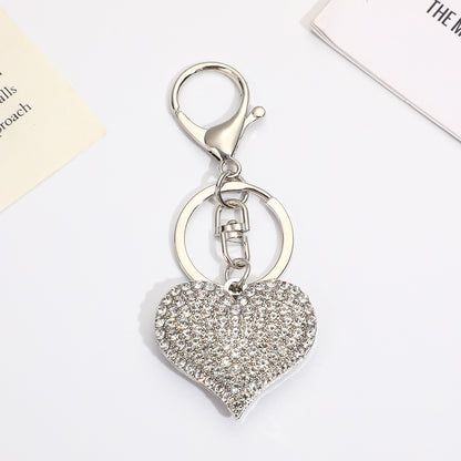 Llavero con colgante de corazón de diamantes de imitación para mujer