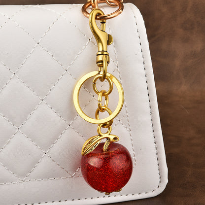 Llavero sencillo de manzana con colgante de aleación de zinc para bolso, estilo del sudeste asiático.