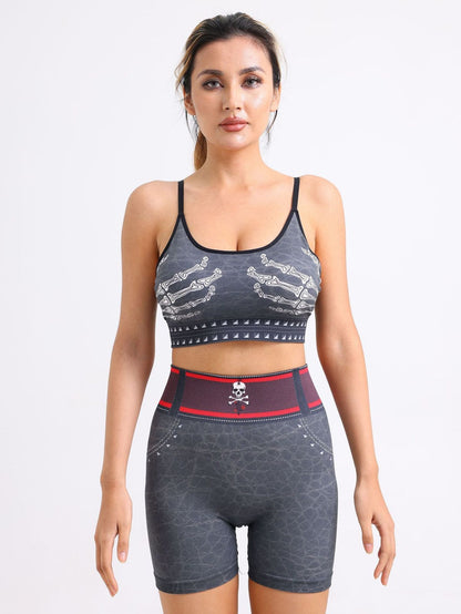 Women Fashion Skull Print Yoga Sports Set