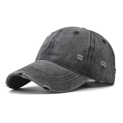 Fashion Casual Solid Color Ripped Baseball Cap Cotton Unisex Style
