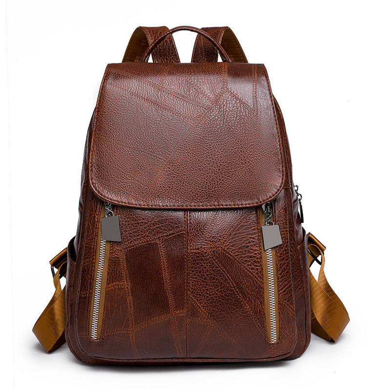 Women Large Capacity Retro Travel Leather Backpack