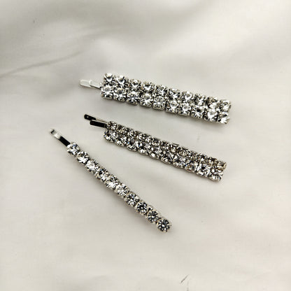 Women Fashion Simple Rhinestone Hairpin 3-Piece Set