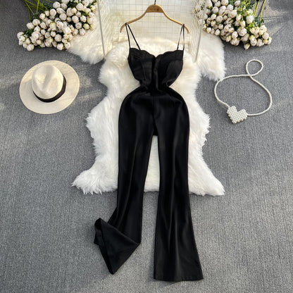 Sexy Women V Neck High Waist Spaghetti Strap Jumpsuits
