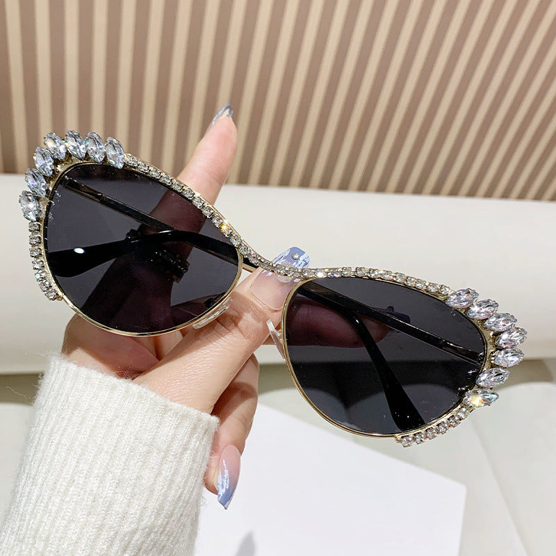 Gafas de sol de moda con diamantes de imitación de metal