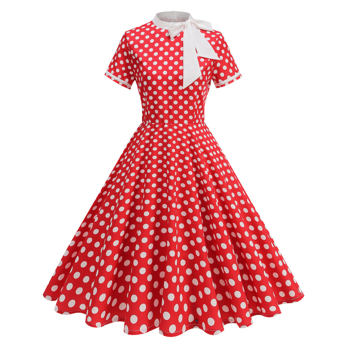 Women Fashion Elegant Color Contrast Wave Dot Dress