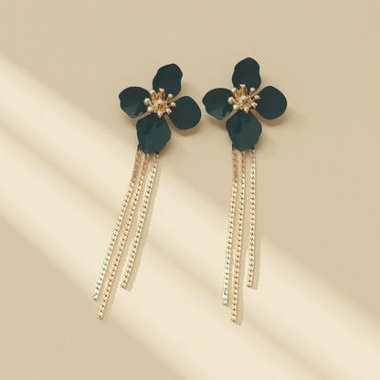 Women Fashion Creative Floral Tassel Earrings