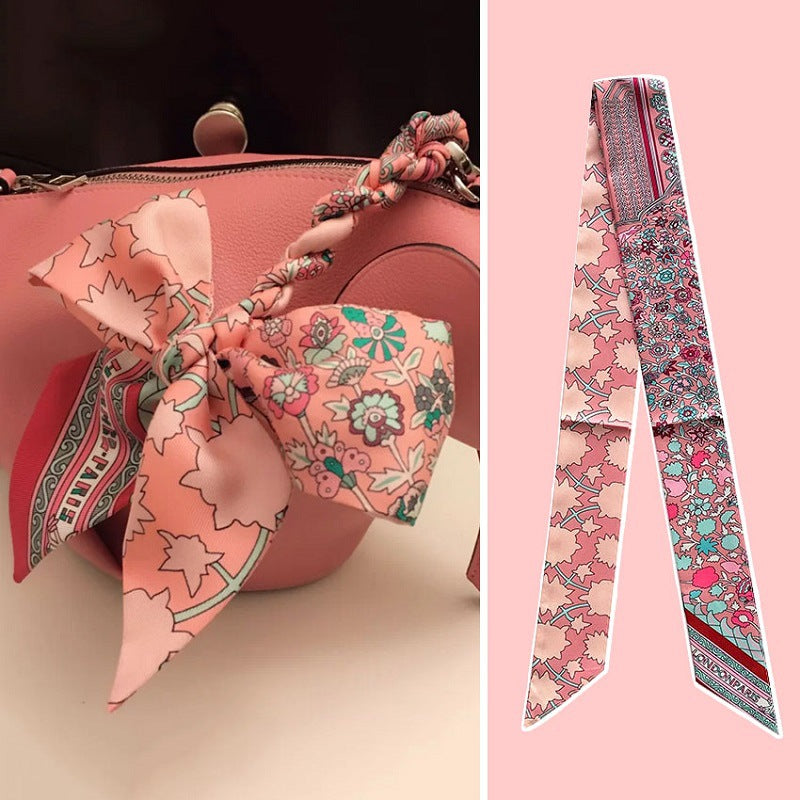 Bufanda con asa para bolso con lazo estampado de moda