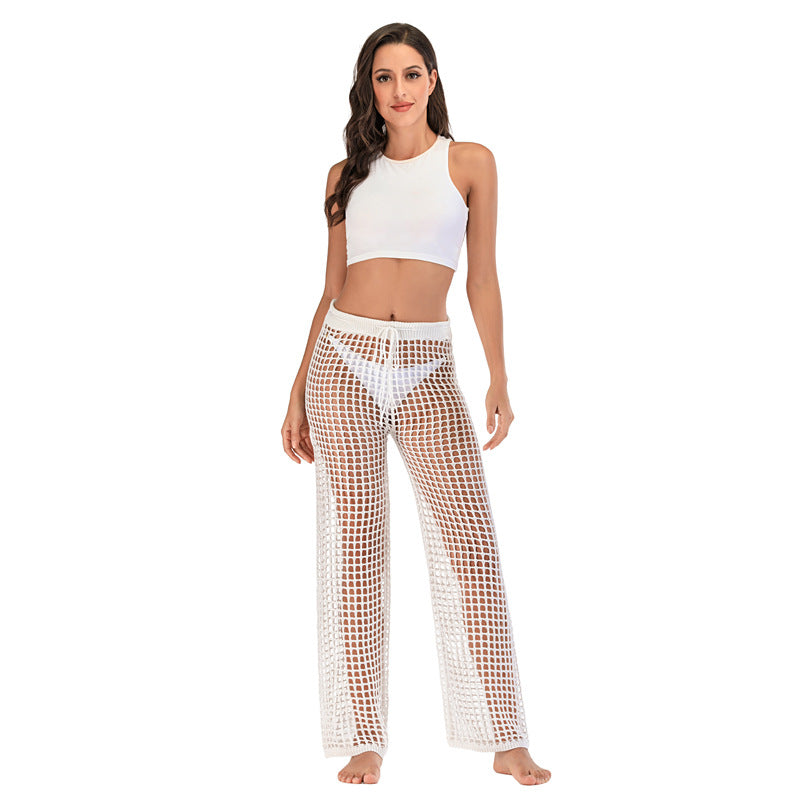 Pantalones anchos de punto con agujeros informales a la moda para mujer