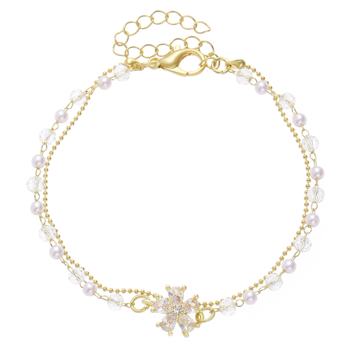 Pulsera de cuentas de doble capa retro de moda para mujer