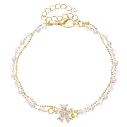 Pulsera de cuentas de doble capa retro de moda para mujer