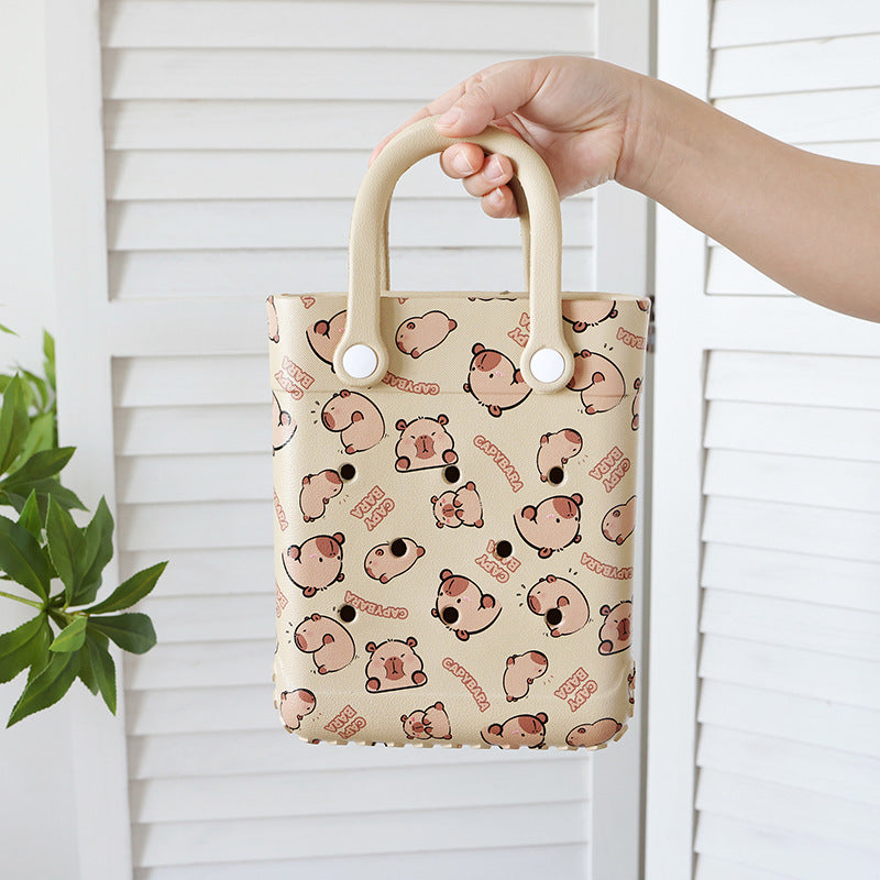 Sac à trou imprimé dessin animé tendance, sac en gelée EVA pour femmes et enfants