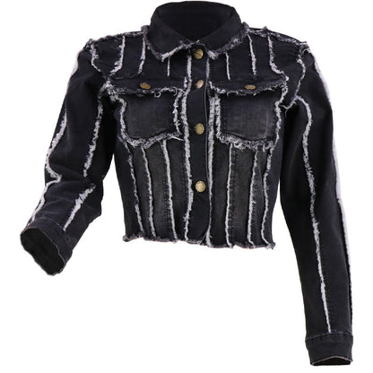 Women Fashion Long Sleeve Sanding Denim Jacket