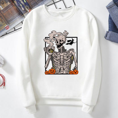 Sudadera con estampado de calavera de Halloween para mujer