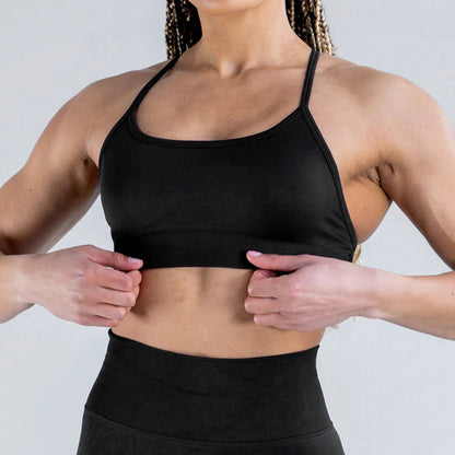Soutien-gorge de yoga dos nu sans coutures, couleur unie, décontracté, pour femmes