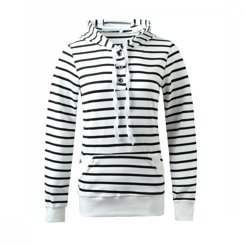 Long Sleeve Cotton Hoodie with Rope Stripe Design