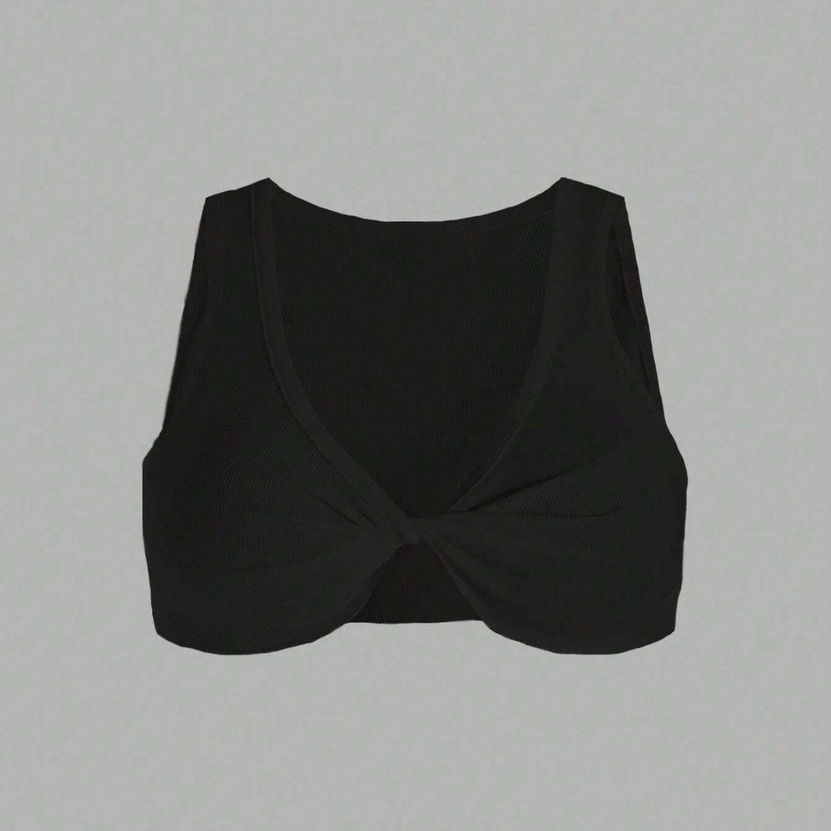 Women Sexy Solid Color Knotted Crop Top - Polyester Slim Fit