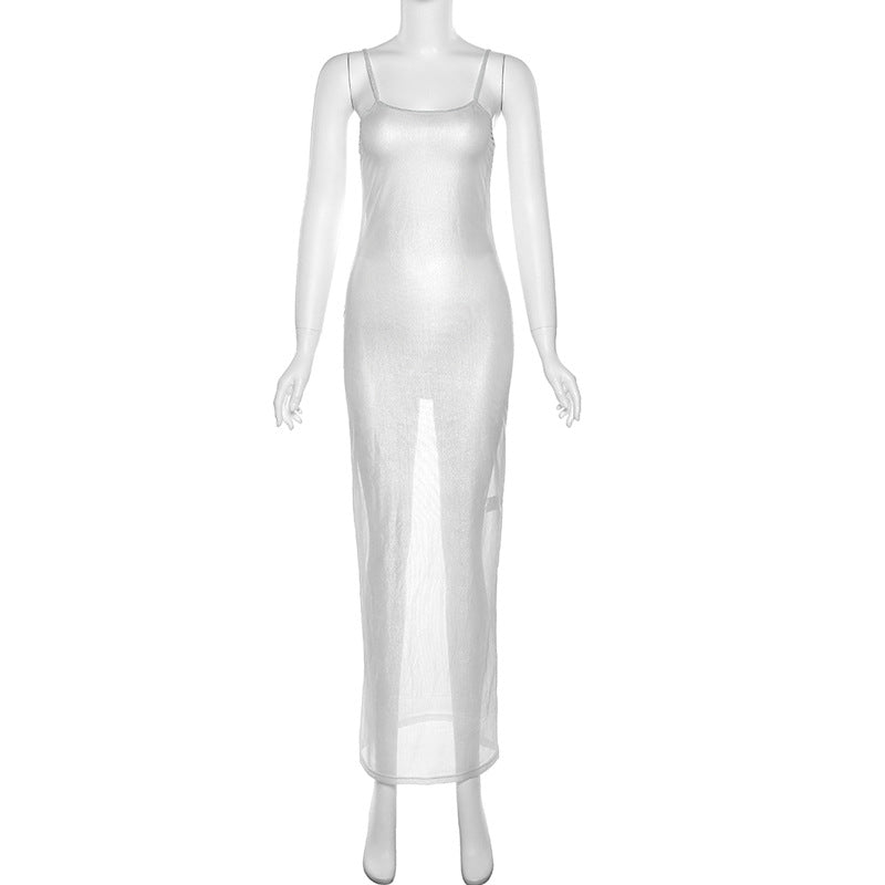 Women Fashion Sexy Perspective Spaghetti Strap Tight Dress