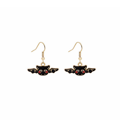 Pendientes de búho oscuro de Halloween con personalidad de moda para mujer
