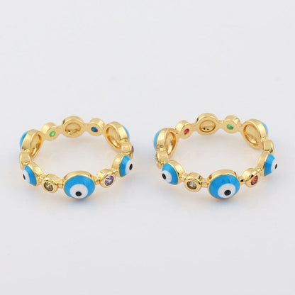 Simple Evil Eye Design Enamel Alloy Ring