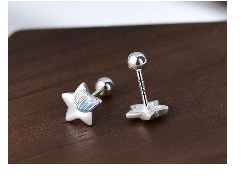 Women Fashion Simple Silver Star Earrings Elegant Silver Jewelry