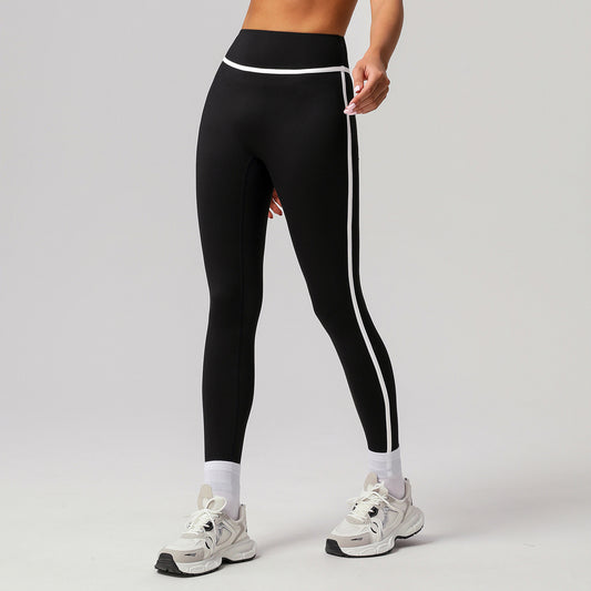 Women Yoga Contrast Color Stitching Sports Leggings