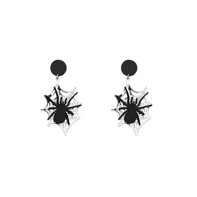 Halloween Gothic Black Spider Acrylic Earrings