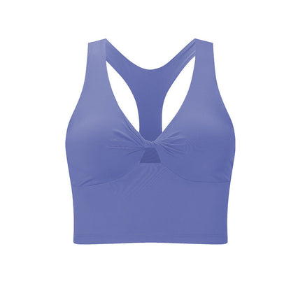 Soutien-gorge de sport et de yoga à fronces de couleur unie pour femme