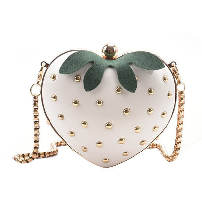 Bolso bandolera moderno de PU con cadena y corazón de fresa