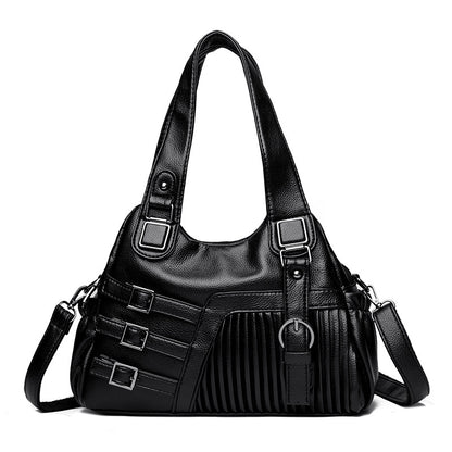 Sac à main en PU de grande capacité, décontracté et tendance, couleur unie, pour femmes