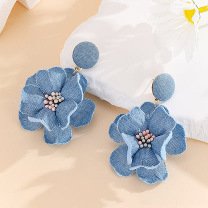 Personalized Fashion Denim Rose Earrings