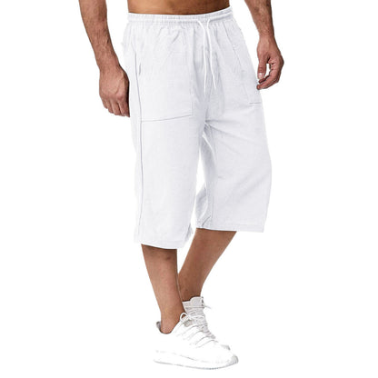 Men Casual Cotton And Linen Summer Cropped Pants