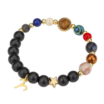 Fashion 12 Constellation Handmade Beaded Bracelet with Stainless Steel and Alloy