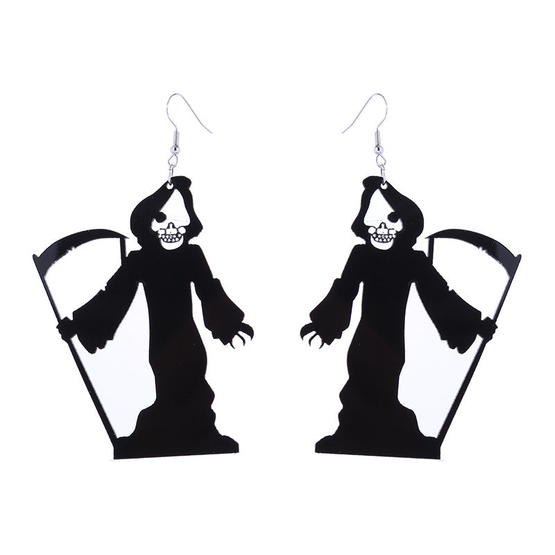 Halloween Women Horror Funny Dark Spider Bat Ghost Witch Acrylic Earrings