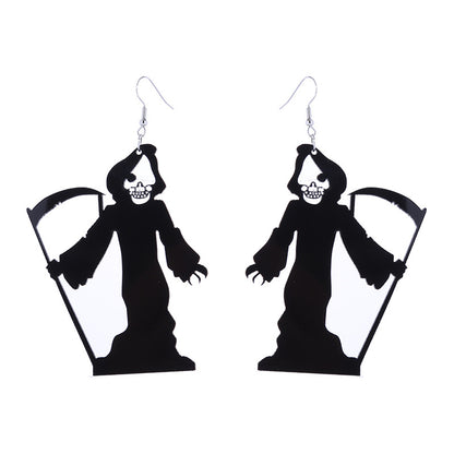 Halloween Women Horror Funny Dark Spider Bat Ghost Witch Acrylic Earrings