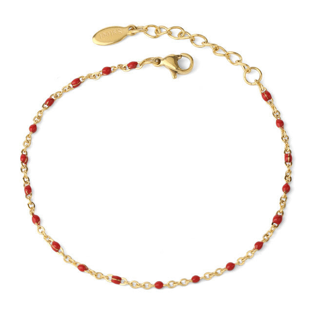 Women Bohemian Simple Mini Beads Stainless Steel Bracelet