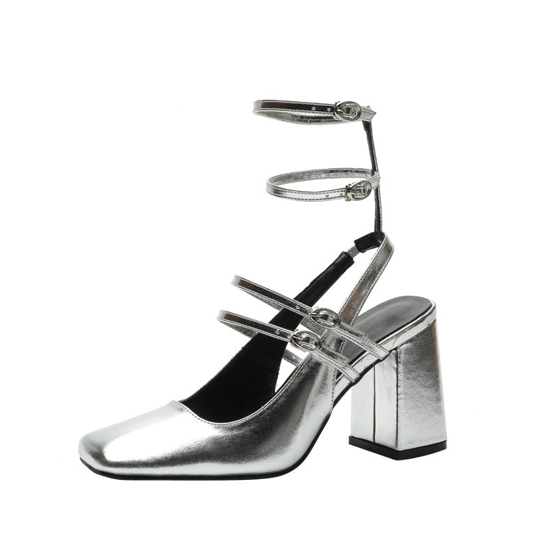 Talons hauts Mary Jane à talons épais vintage pour femmes