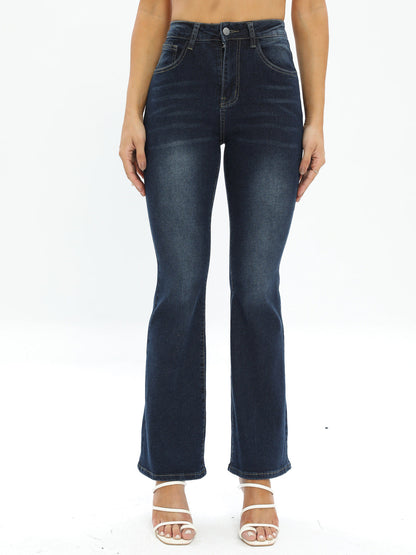 Jean slim simple et décontracté pour femme, bleu marine