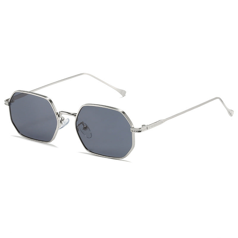 Gafas de sol redondas de metal con montura cuadrada de PC y resistentes a los rayos UV