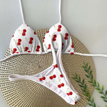 Bikini sexy con cuello halter y estampado de leopardo para mujer