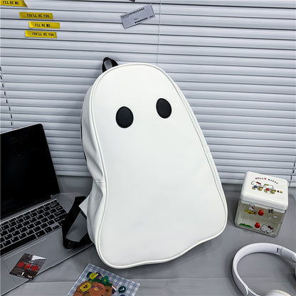Mochila de piel sintética de gran capacidad con diseño de fantasma para mujer