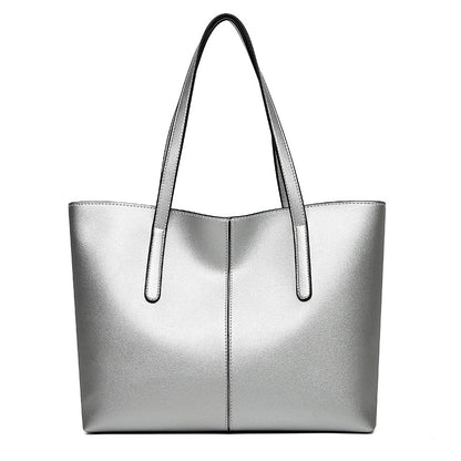 Sac fourre-tout en PU de grande capacité pour femme, couleur unie, avec fermeture éclair