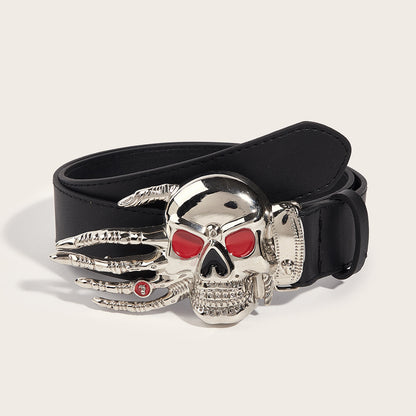 Cinturón con broche de calavera divertido, exagerado y sencillo para Halloween