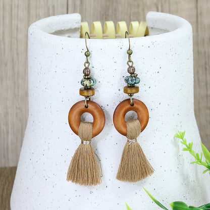 Boucles d'oreilles bohèmes à pampilles géométriques en forme de goutte d'eau