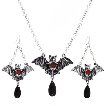 Conjunto de joyas de cruz de murciélago gótica oscura para mujer de Halloween