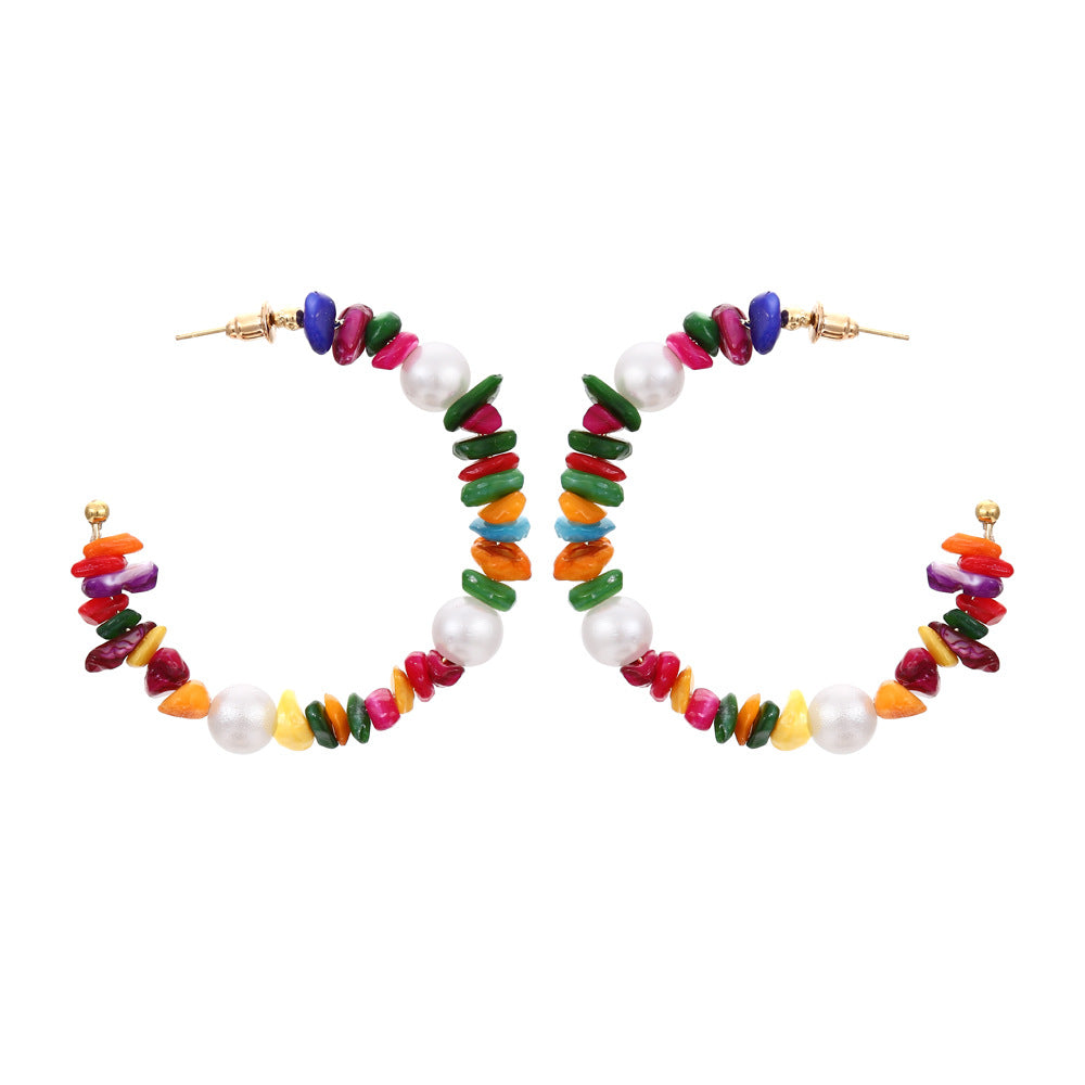 Pendientes de perlas multicolores bohemios