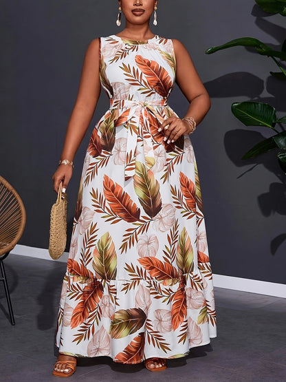 Women Casual Plus Size Floral Printed Loose Dress