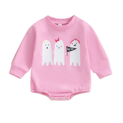 Pelele informal con estampado de dibujos animados de Halloween para niñas