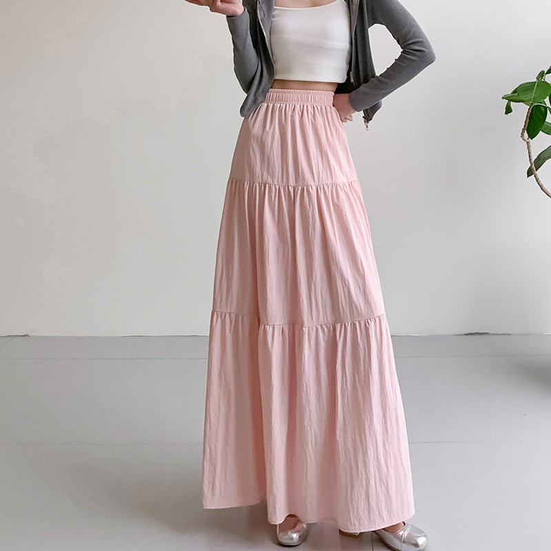 Women Basic Solid Color Long Skirt