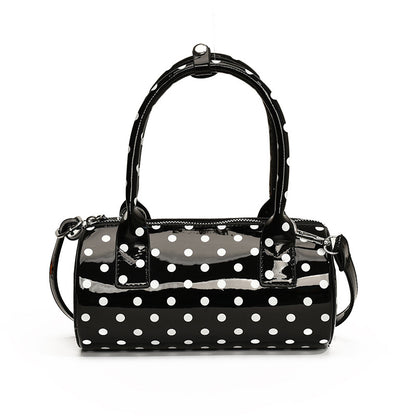 Bolso de hombro cilíndrico portátil con punta ondulada de moda