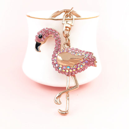 Multicolor Flamingo Rhinestone Keychain - Modern Style Alloy Accessory
